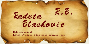 Radeta Blašković vizit kartica